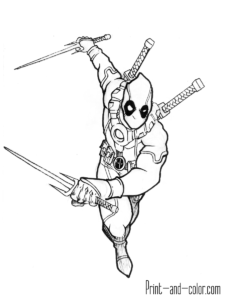 Deadpool coloring pages print and color