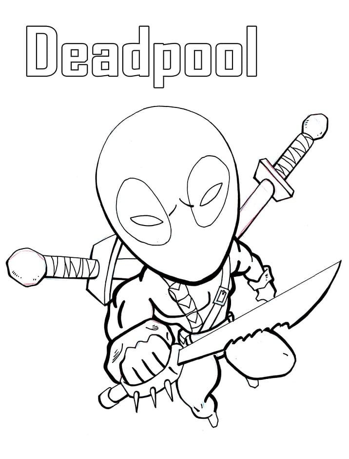 Cute deadpool coloring page