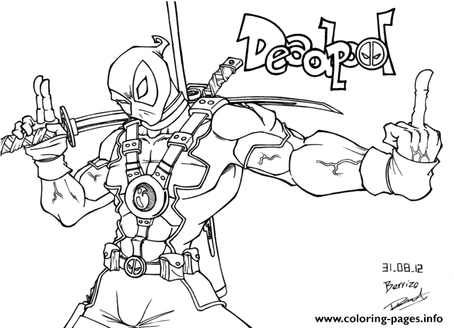 Deadpool fuck you coloring page printable