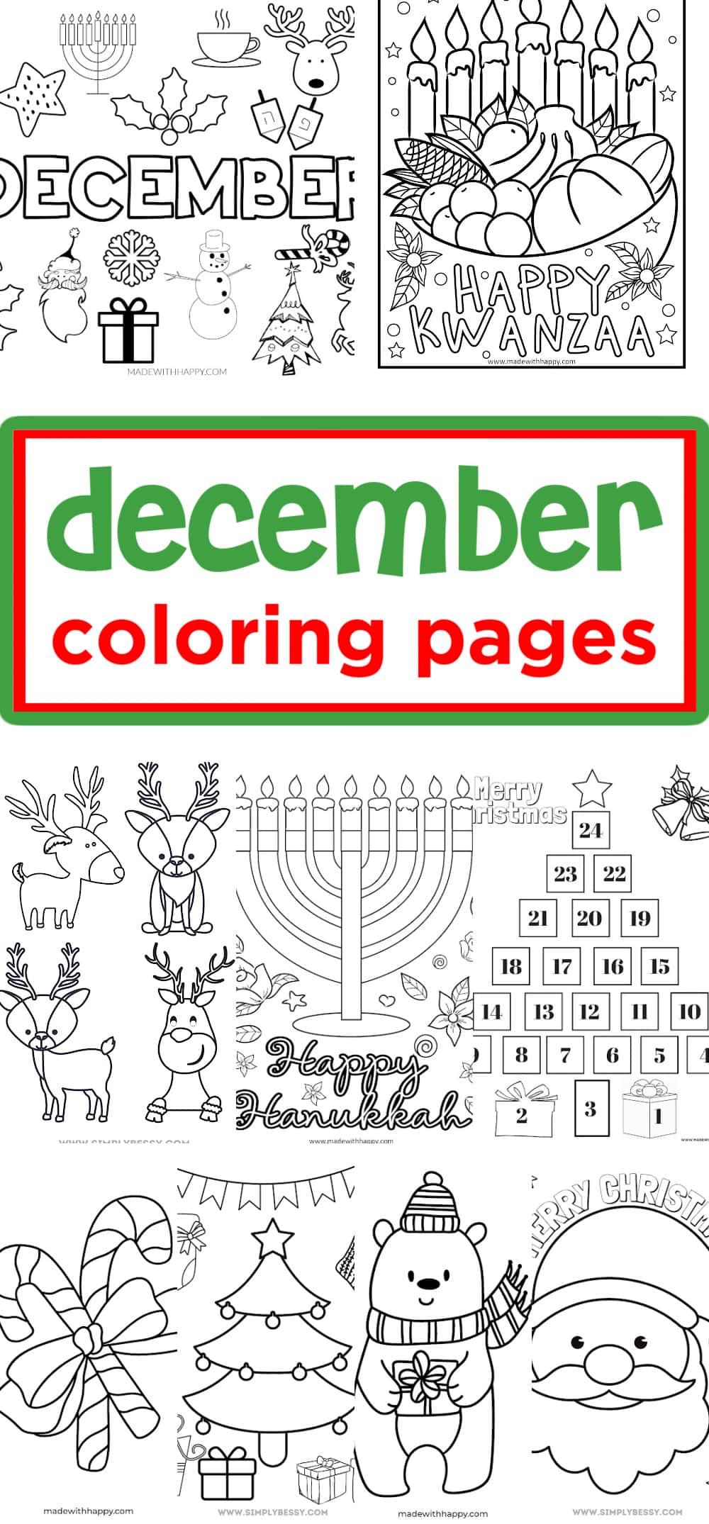 Free printable december coloring pages