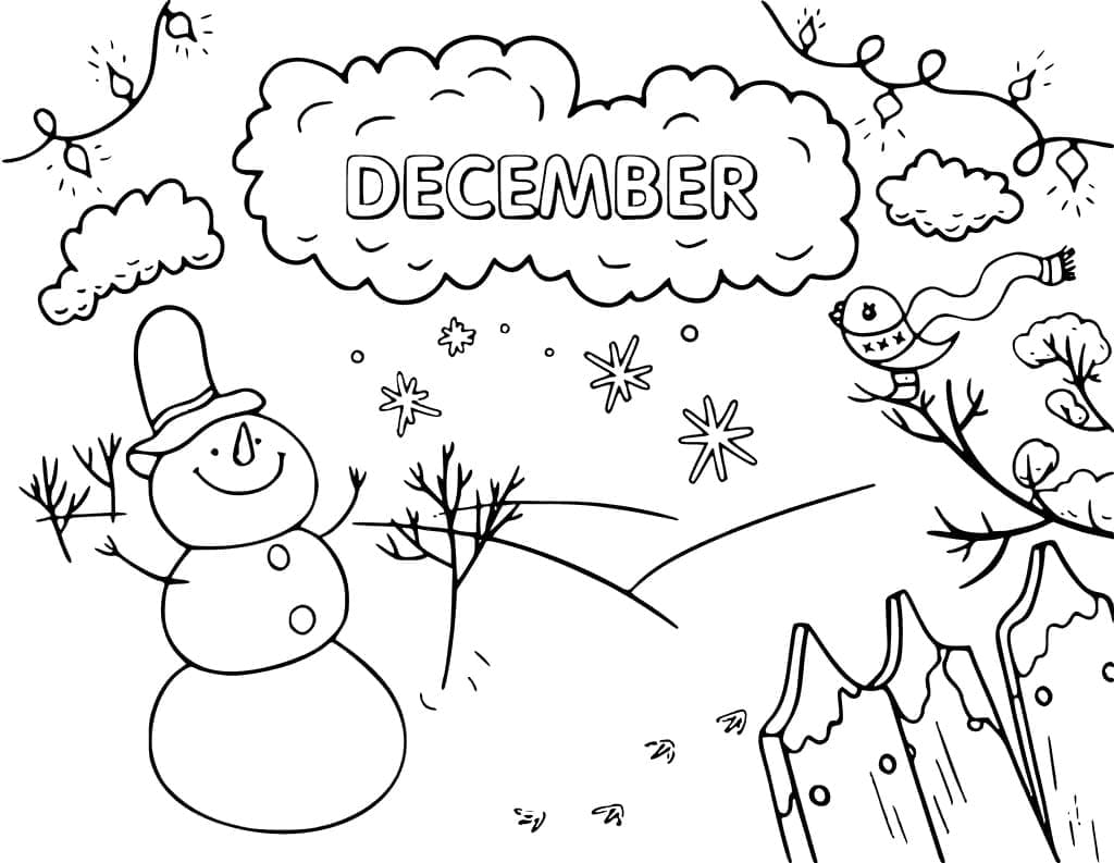 Hello december coloring page