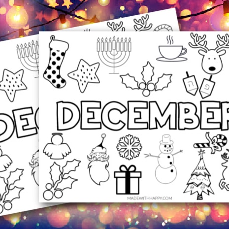 Free december coloring page printable