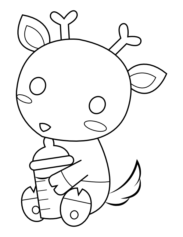 Printable baby deer coloring page