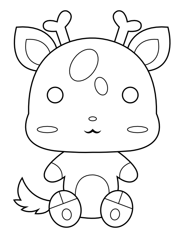 Printable kawaii deer coloring page