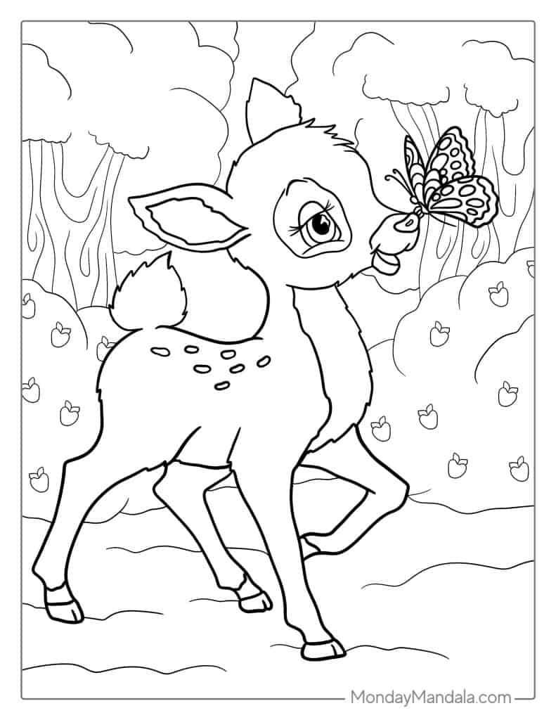 Deer coloring pages free pdf printables