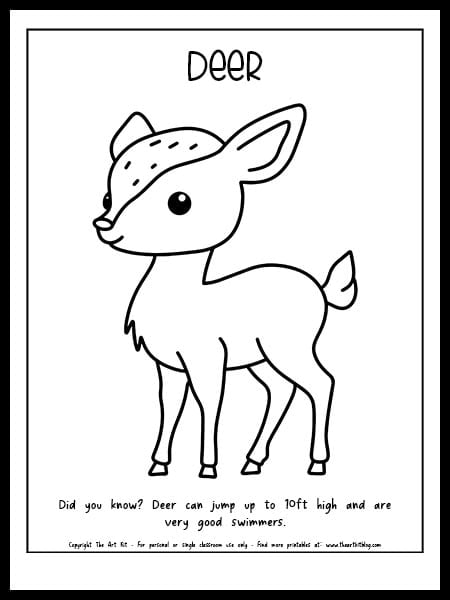 Baby deer coloring page free printable â the art kit