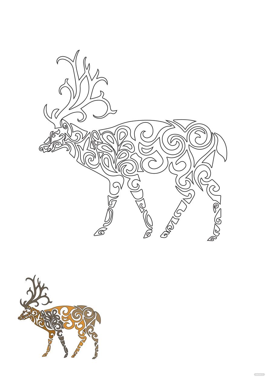 Free tribal deer coloring page