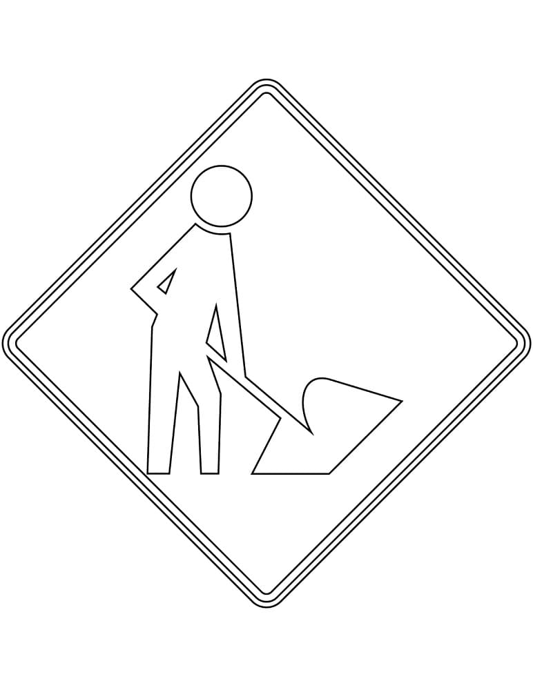Men at work road sign coloring page