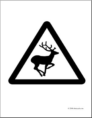 Clip art signs deer crossing coloring page i