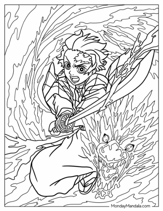 Demon slayer coloring pages free pdf printables