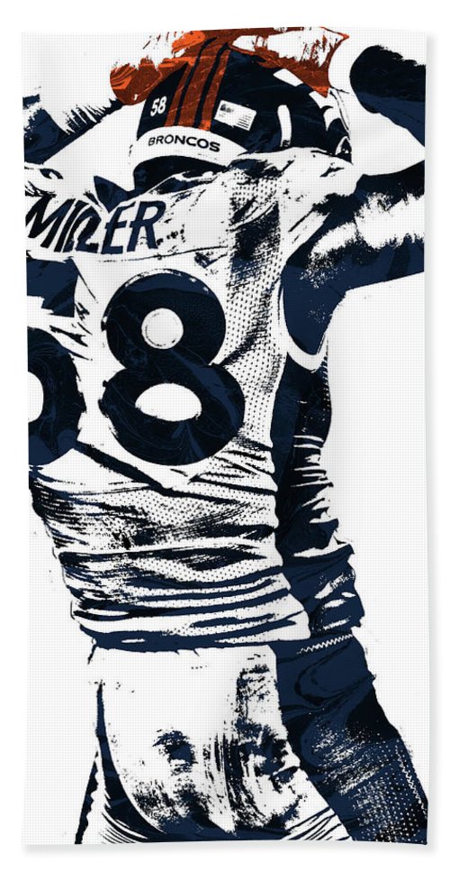 Von miller denver broncos pixel art bath towel by joe hamilton