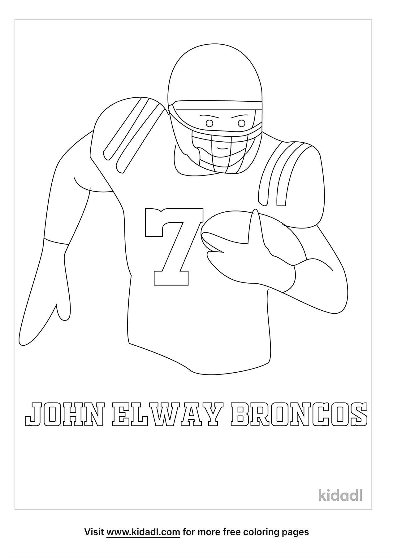 Free john elway broncos coloring page coloring page printables