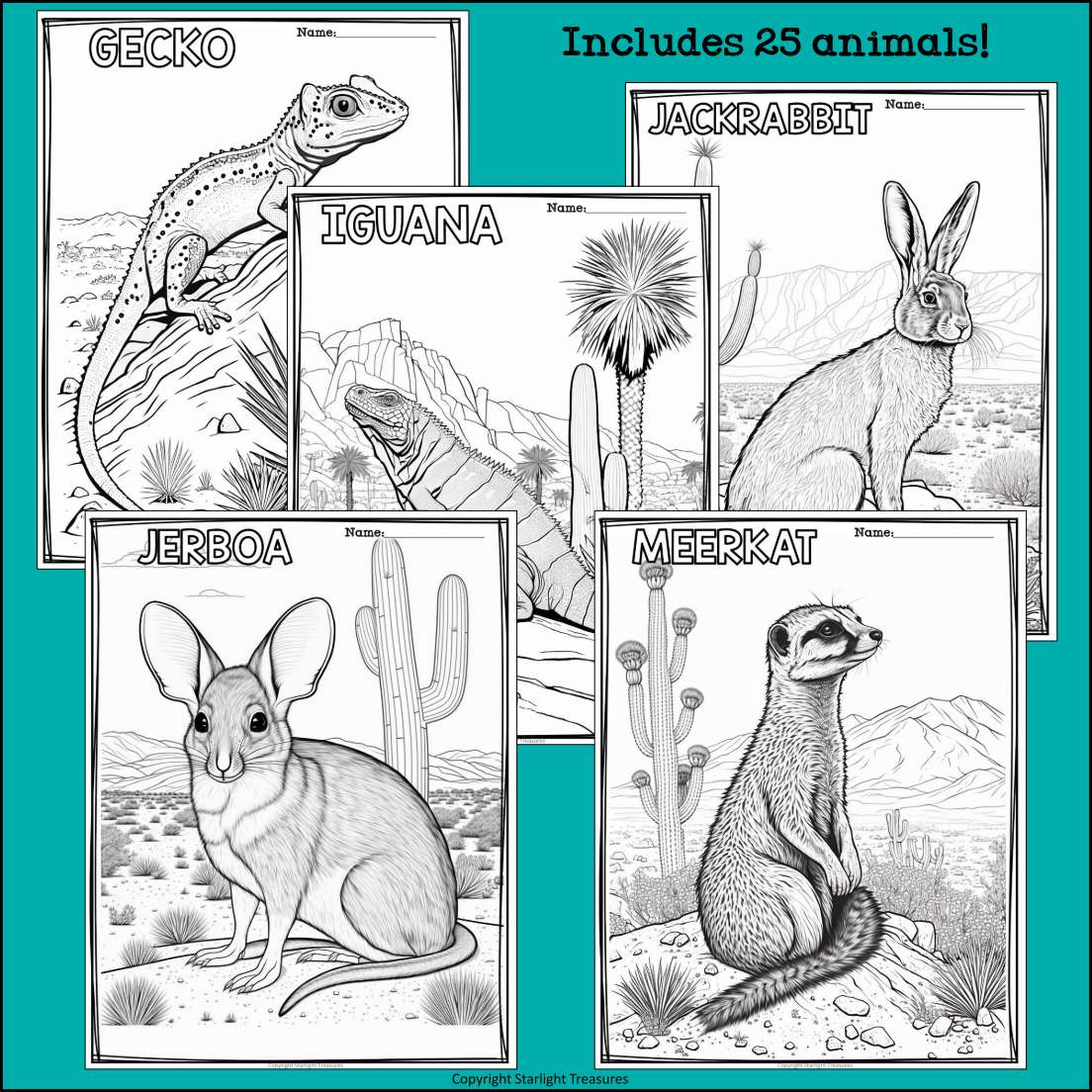 Desert animals research posters coloring pages