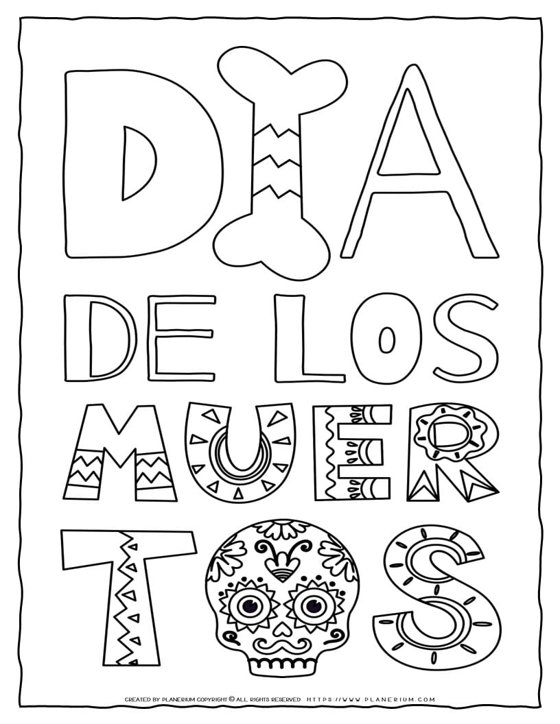 Dia de los muertos coloring page