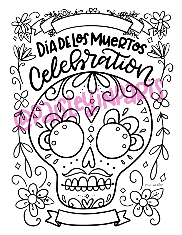 Dia de los muertos coloring page