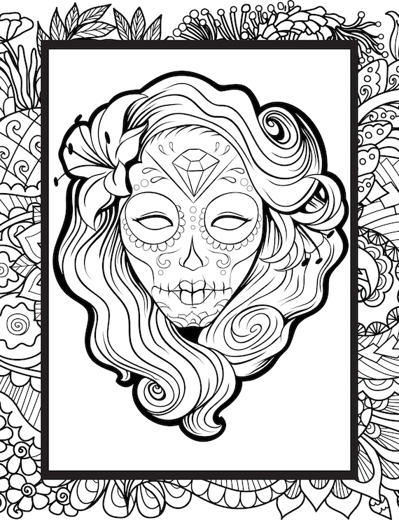 Day of the dead mexican skull color page female sugar skull coloring page for adults halloween free download print x at home