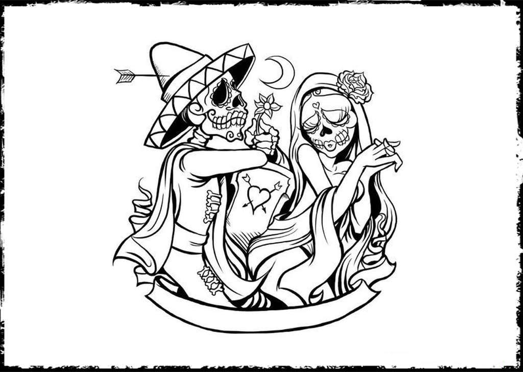 Free printable day of the dead coloring pages