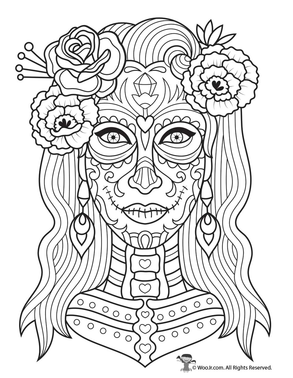 Day of the dead adult coloring pages