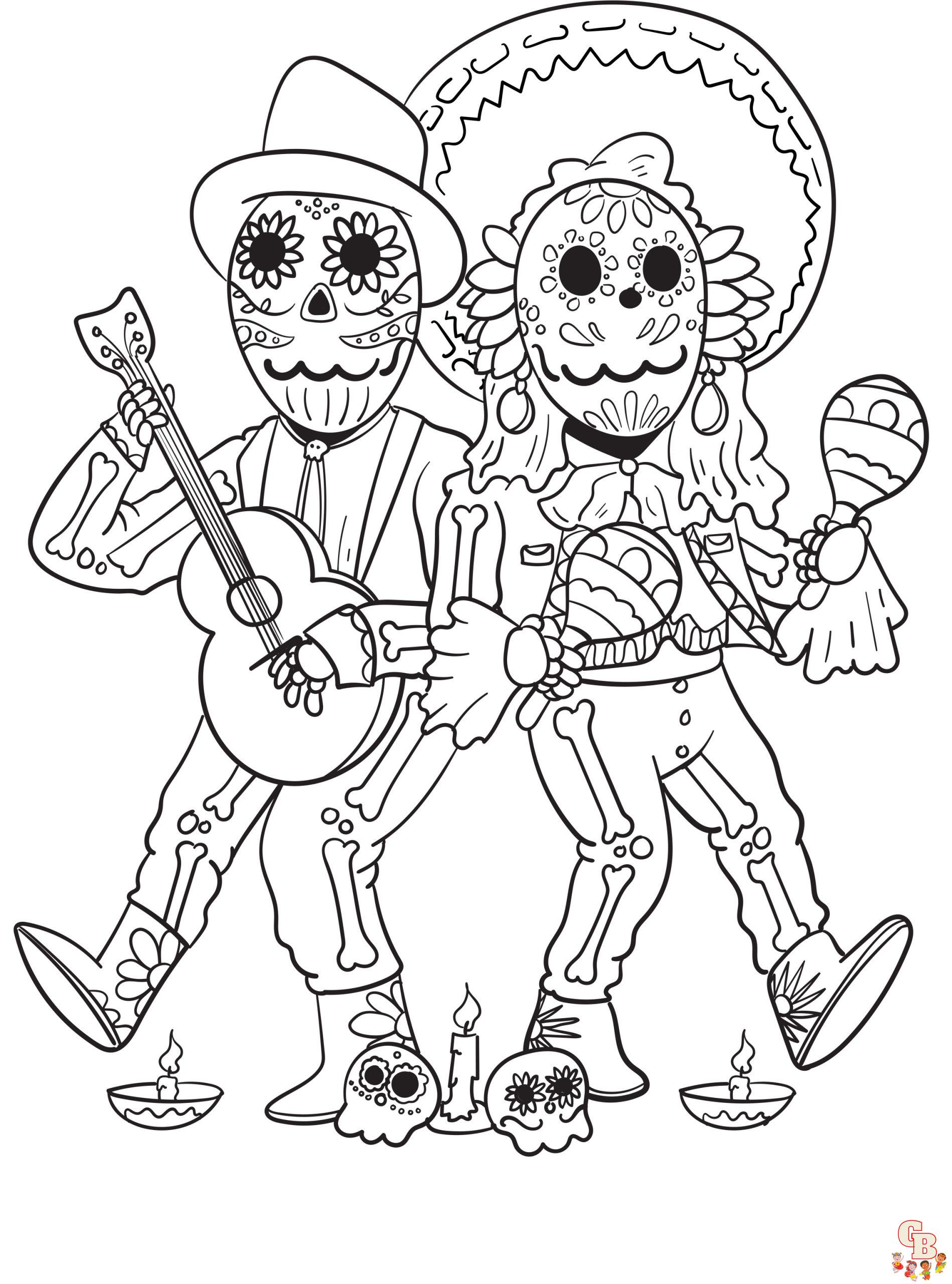 Dia de los muertos coloring pages