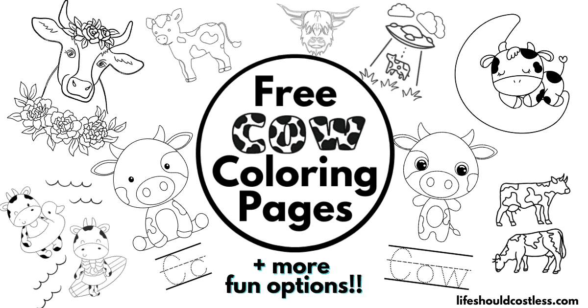 Cow coloring pages free printable pdf templates