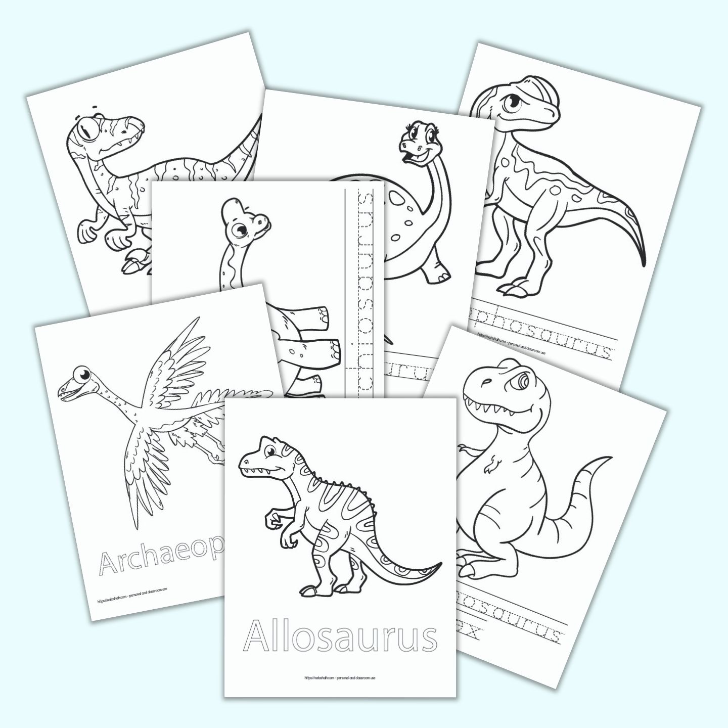 Free printable dinosaur coloring pages with names