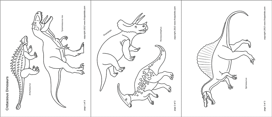 Cretaceous dinosaurs free printable templates coloring pages