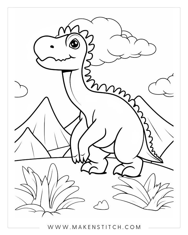 Coloring pages dinosaur theme for kids and adults