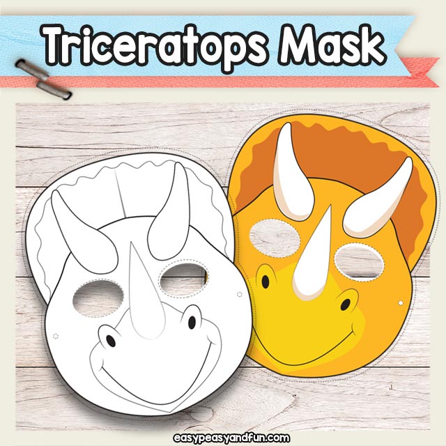 Printable triceratops dinosaur mask template â easy peasy and fun hip