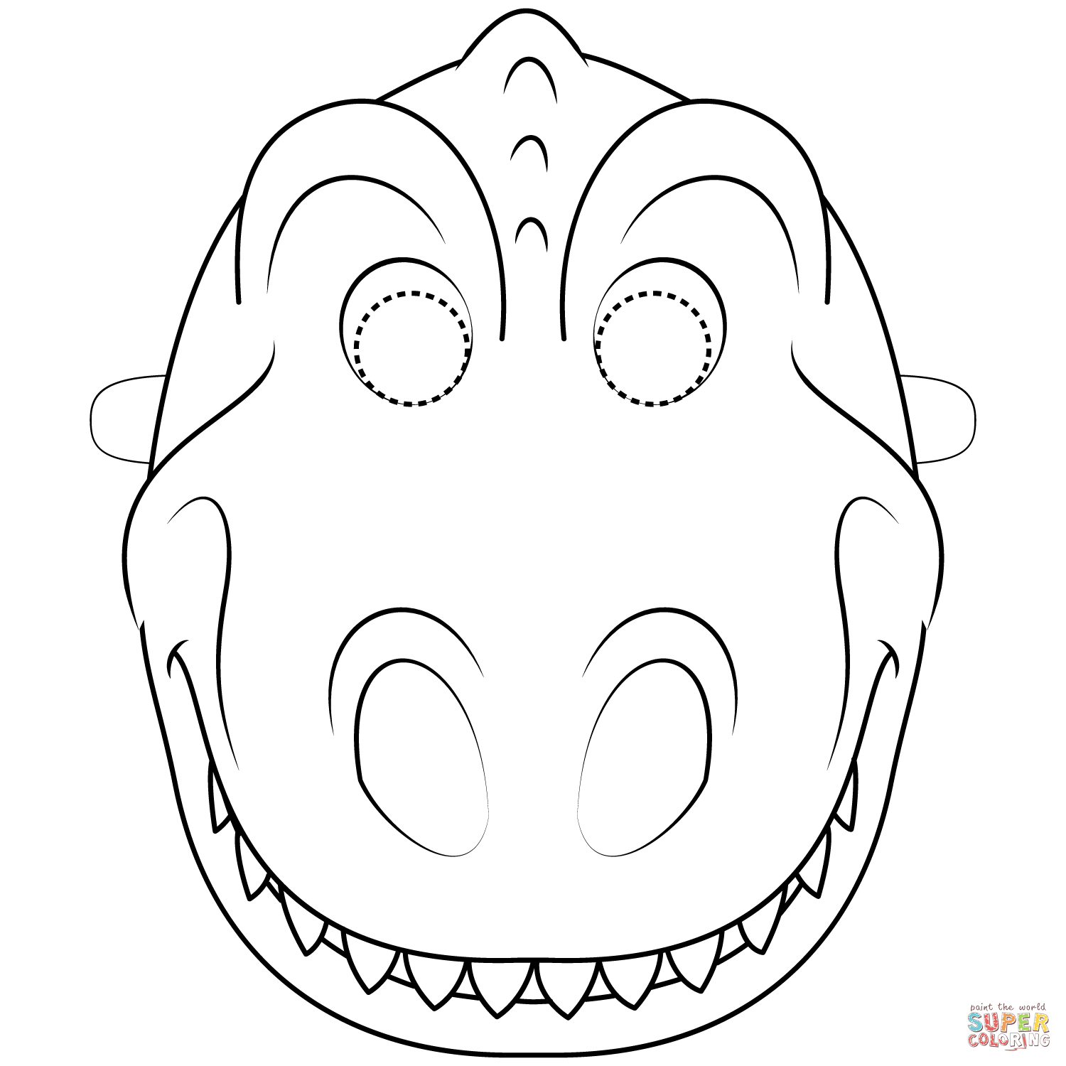 Dinosaur mask coloring page free printable coloring pages