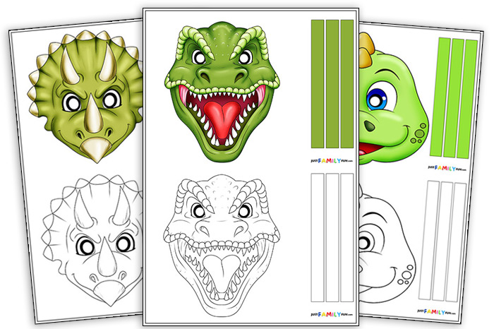 Free printable kids dino mask templates just family fun
