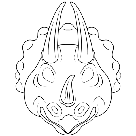 Triceratops mask coloring page free printable coloring pages