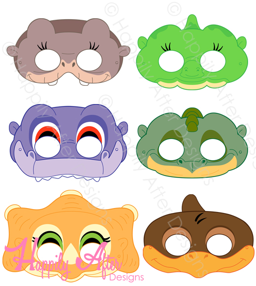 Dino friends printable masks â happily after designs