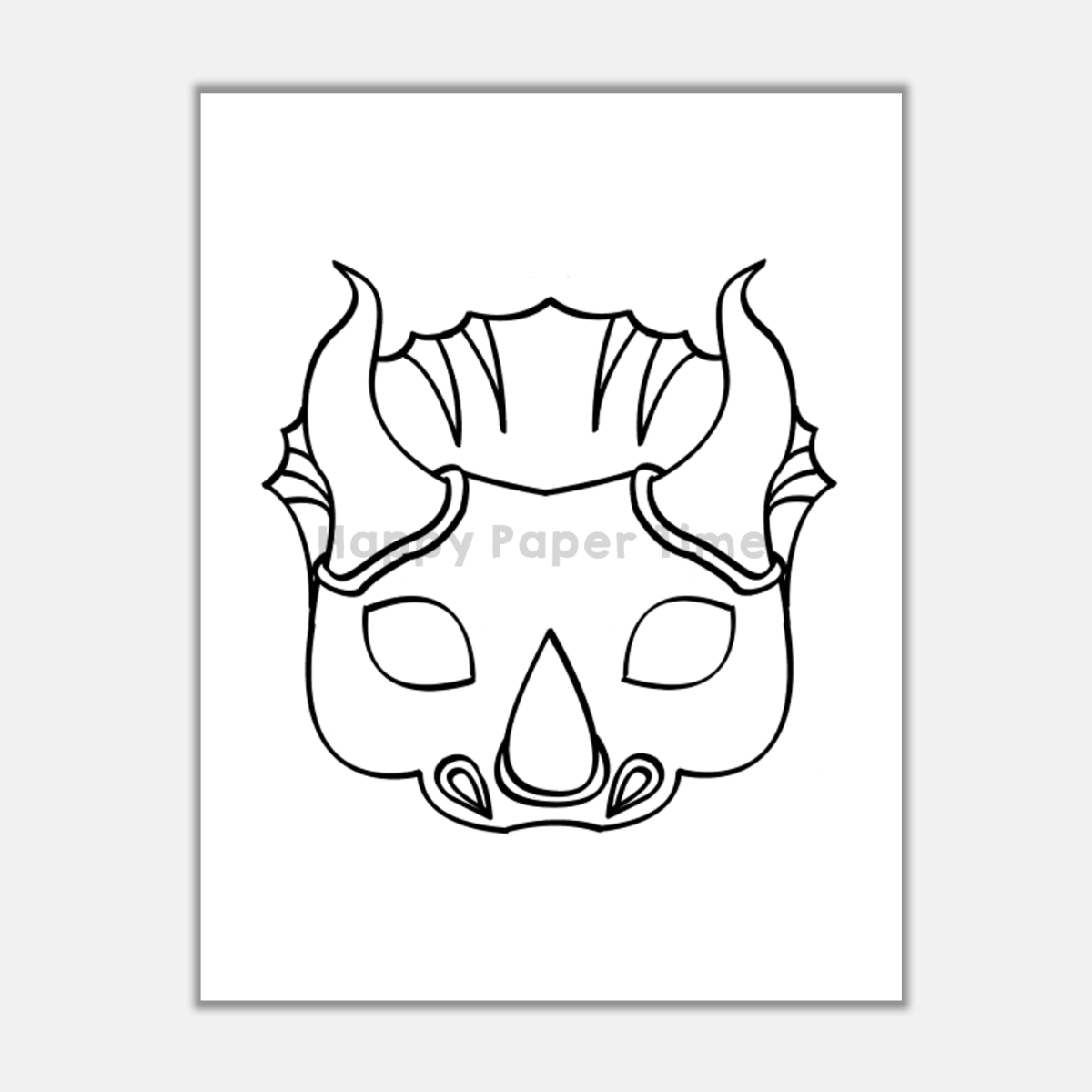 Triceratops paper mask printable dinosaur coloring craft activity costume made by teachers