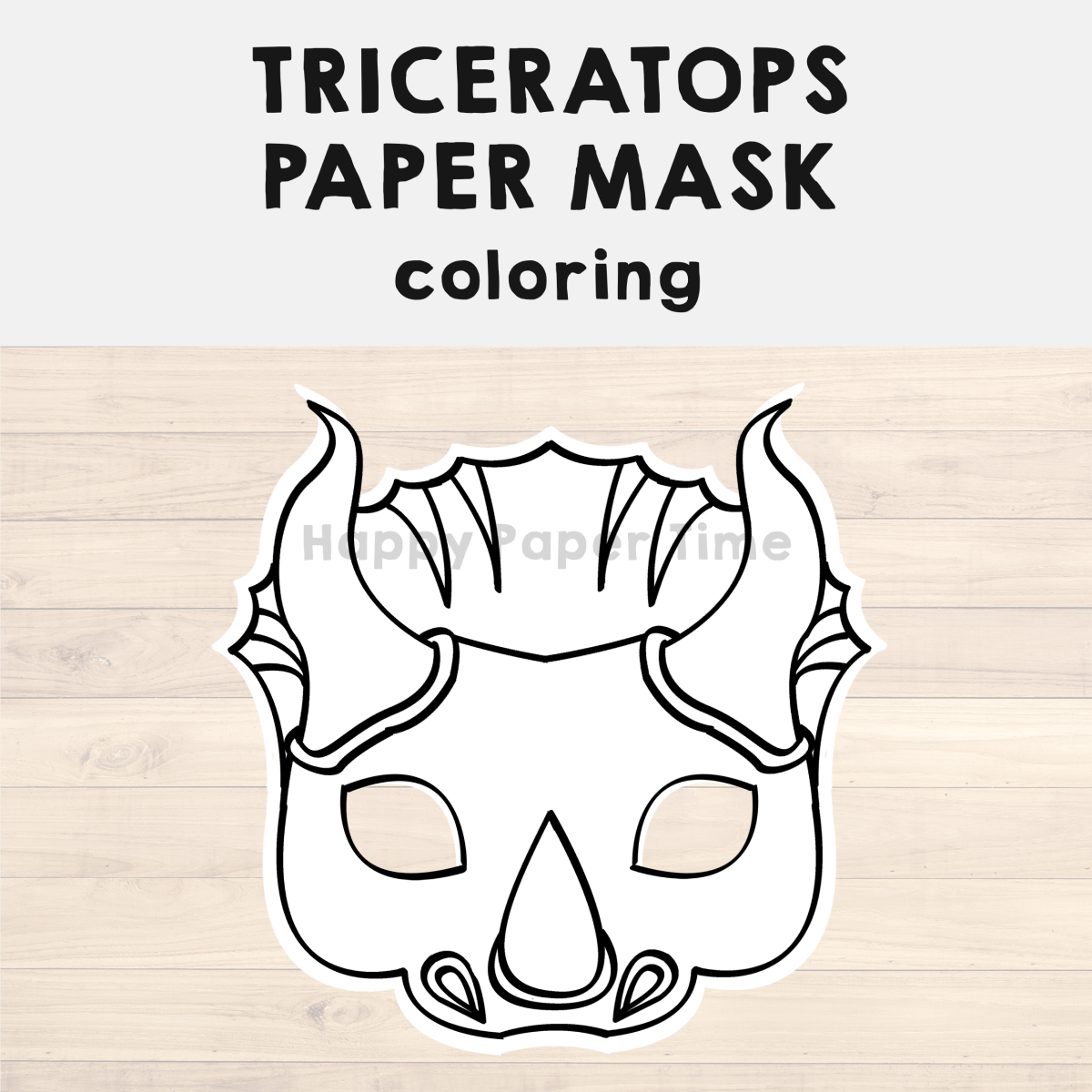 Triceratops paper mask printable dinosaur coloring craft activity costume made by teachers
