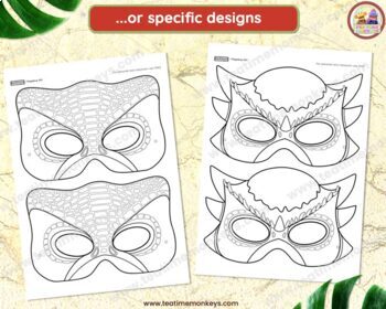 Dinosaur masks pack for coloring low