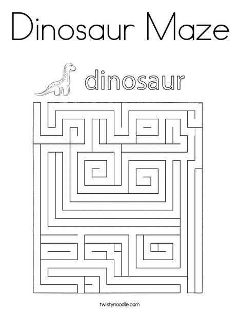 Dinosaur maze coloring page