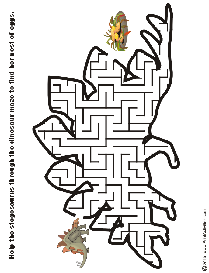 Dinosaur maze free printable puzzle long neck dinosaur