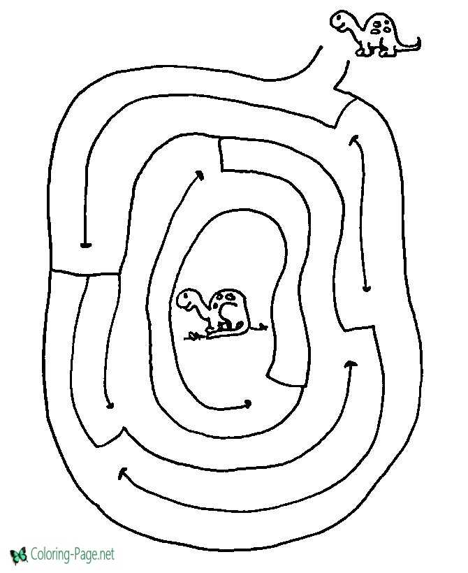 Printable mazes dinosaur maze