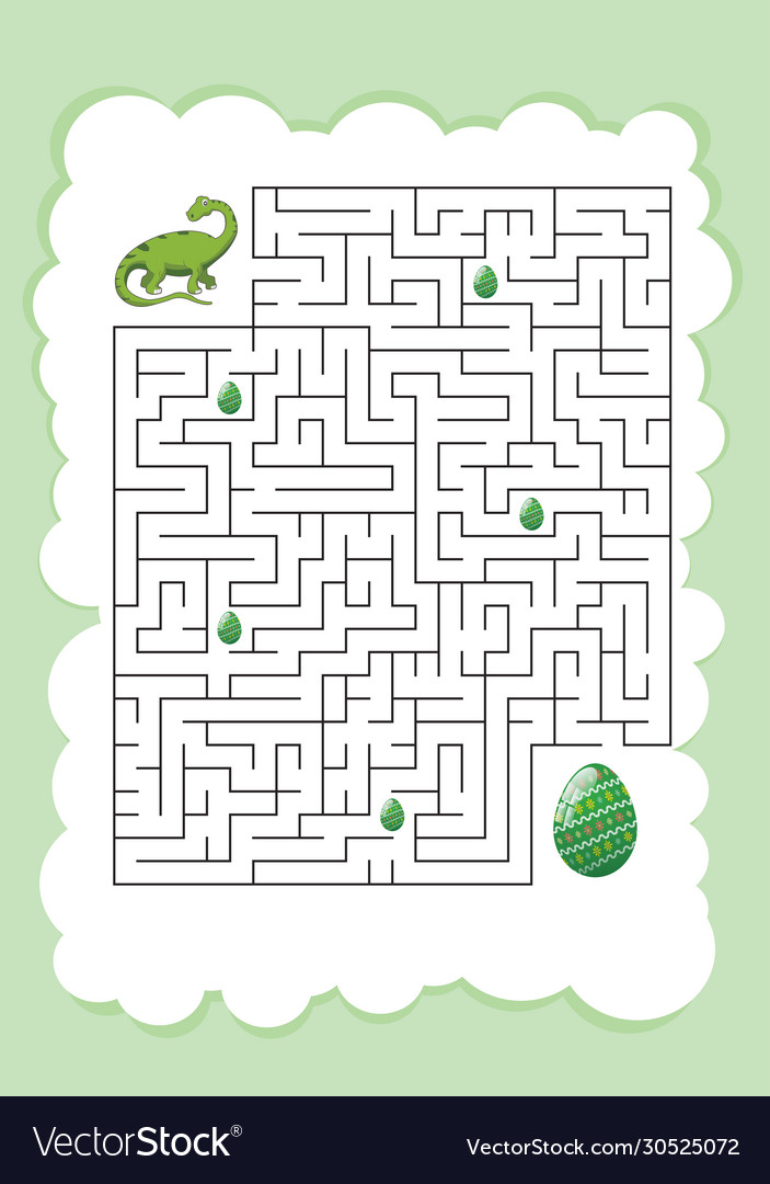 Dinosaur mazes for kids maze games worksheet vector image