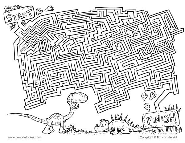 Printable dinosaur maze for kids