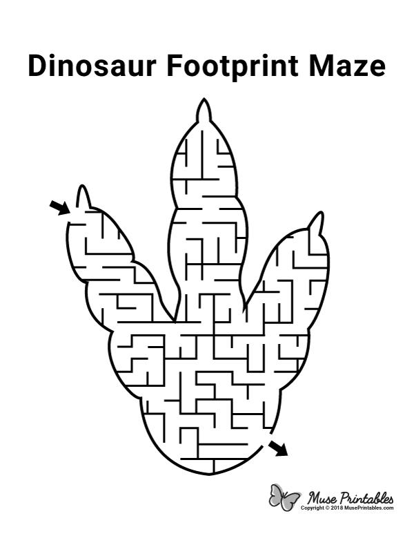 Free printable dinosaur footprint maze