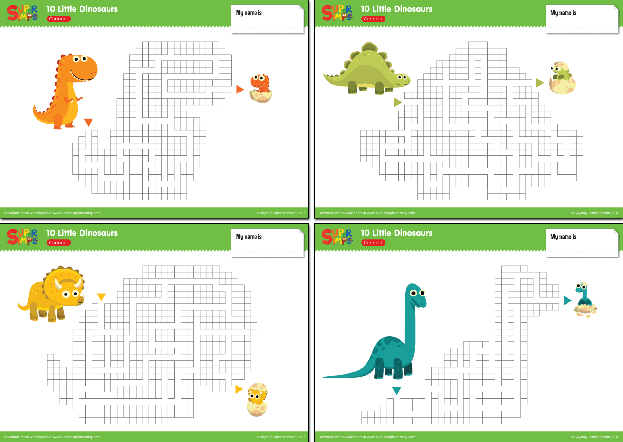 Little dinosaurs worksheets