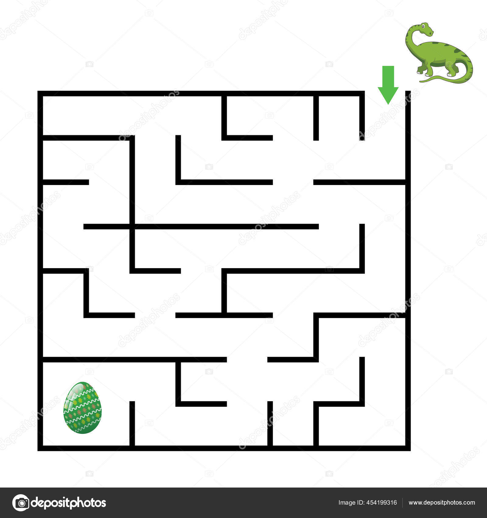 Dinosaur mazes kids maze games worksheet children surprise egg game stock vector by nattiyapp