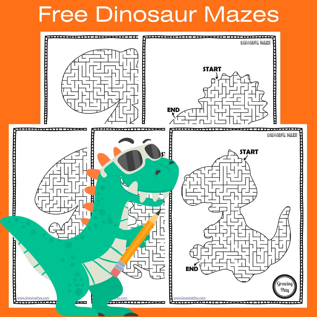 Dinosaur maze pdf packet