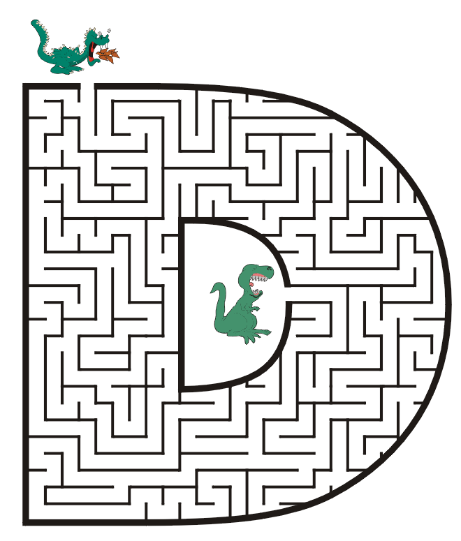 Free printable maze for kids uppercase letter d