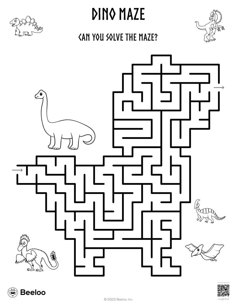 Dino maze â printable crafts and activities for kids