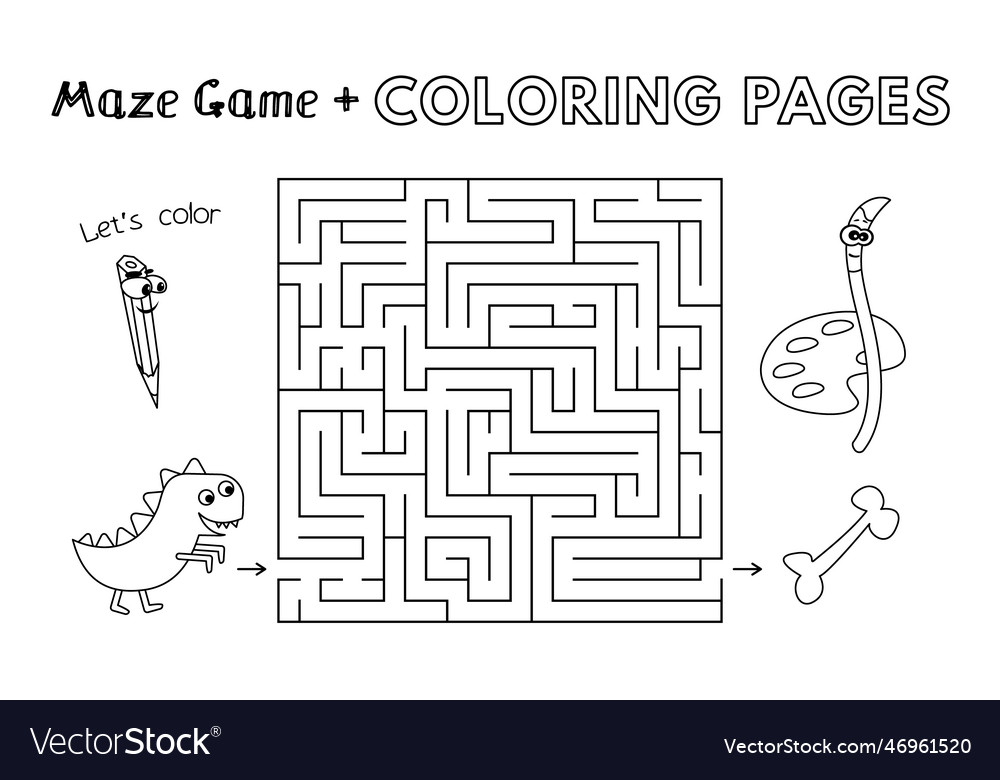 Cartoon dinosaur maze game royalty free vector image