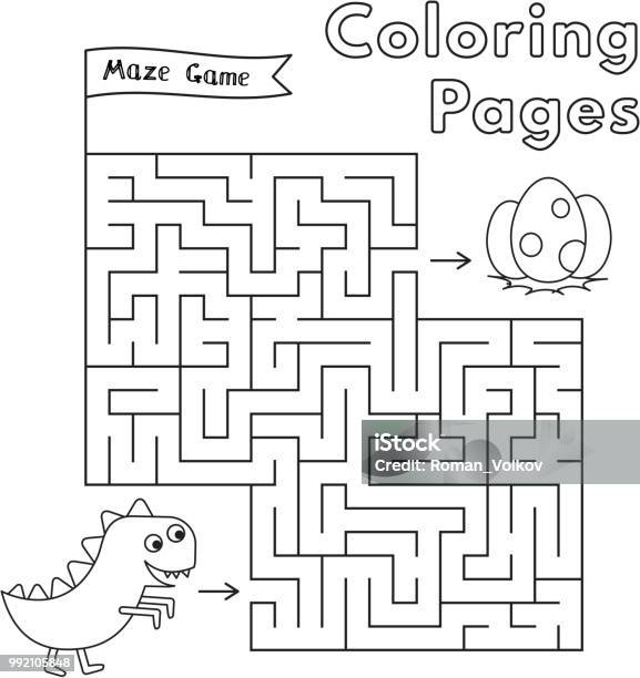 Cartoon dinosaur maze game stock illustration