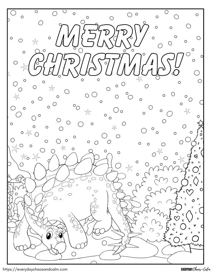 Free printable christmas dinosaur coloring pages