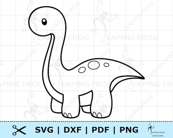 Cute baby dinosaur svg png dxf eps brontosaurus digital download cricut silhouette cut files outline stencil coloring page